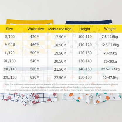4PCS Children Panties Boy Cotton Boxer Breathable Kid Soft Comfortable Elastic Underpants Multipack Cute Cartoon Print Underwear