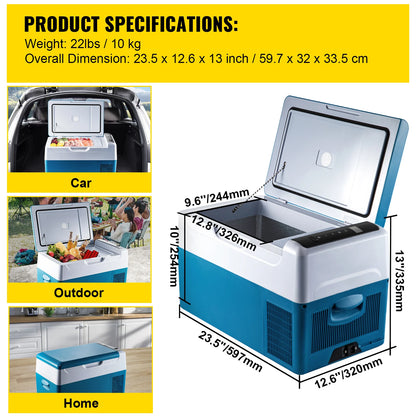 SucceBuy 20L 22L 35L 45L 55L Car Refrigerator Mini Fridge Freezer Portable Compressor Cooler 12/24V DC 110-240V Ice Box