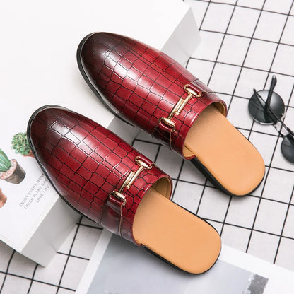 Men's Black Half Shoes For Men Leather Loafers Shoes Man Mules Casual Shoes Male Footwear Fashion Social Mocassins Summer 2023