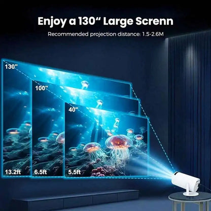 Projector - Supports 4K resolution, brightness 5000 lumens, 240 °   Full-angle projection, automatic keystone correction and autofocus, WiFi 6 and Bluetooth 5.3 wireless projection, ultra-quiet design ≤26 decibels