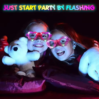 6pcs Led Luminous Glasses Light Up Glasses 6 Shapes of Glasses Flashing Glow in The Dark Party Supplies Favor Birthday Halloween