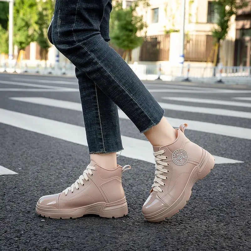 2026 New Heavy Duty Thick Bottom Rubber Rain Boots Woman Waterproof Anti-skid Casual Boots for All Seasons Female Water Shoes