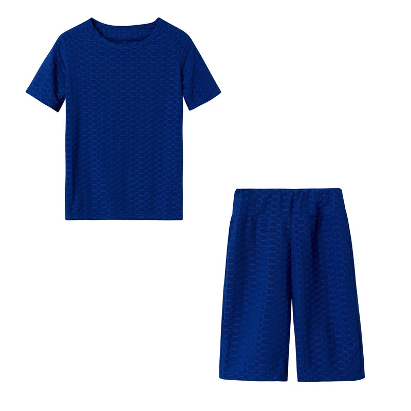 2024 New Summer Round-neck Solid Color Short-sleeved Two-piece Yoga Shorts Women's Sports Suit