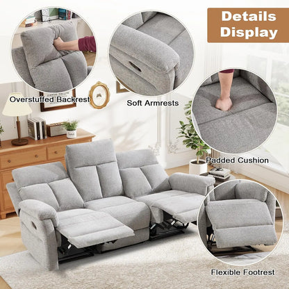 Manual Reclining Loveseat, 2-Seat Recliner Sofa with Padded Arms and Supportive Backrest, Comfortable Fabric Reclining, Custom