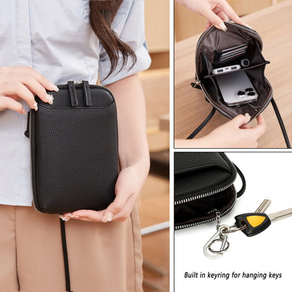 Classic solid color women's crossbody bag high-quality PU leather shoulder bag fashionableluxury large capacity mobile phone bag