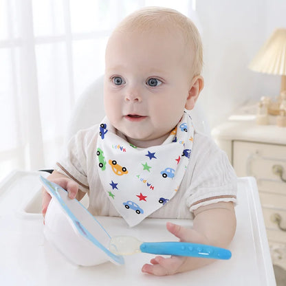 5 Pcs Baby Bibs Bandana Burp Cloths Drool Saliva Towel for Newborn Infant Toddler Boys Girls Kids Cartoon Triangle Cotton Bib