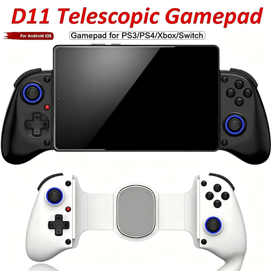 Bluetooth Mobile Game Controller for Switch/iOS/Android/Tablets Wireless Gamepad- Hall Effect D11 Telescopic Joysticks for PC