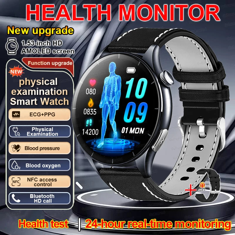 2026 New Smart Watch NFC ECG+PPG Blood oxygen Uric Acid Blood Pressure Sapphire Smartwatch Men For Android iOS Smart watch men