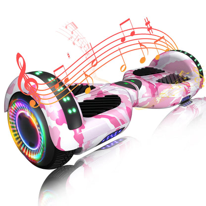 SIMATE P6 Hoverboard, 6.5" Self Balancing Scooter, All Terrain Hover Boards with Bluetooth, APP Control and LED Lights for Kids Adults