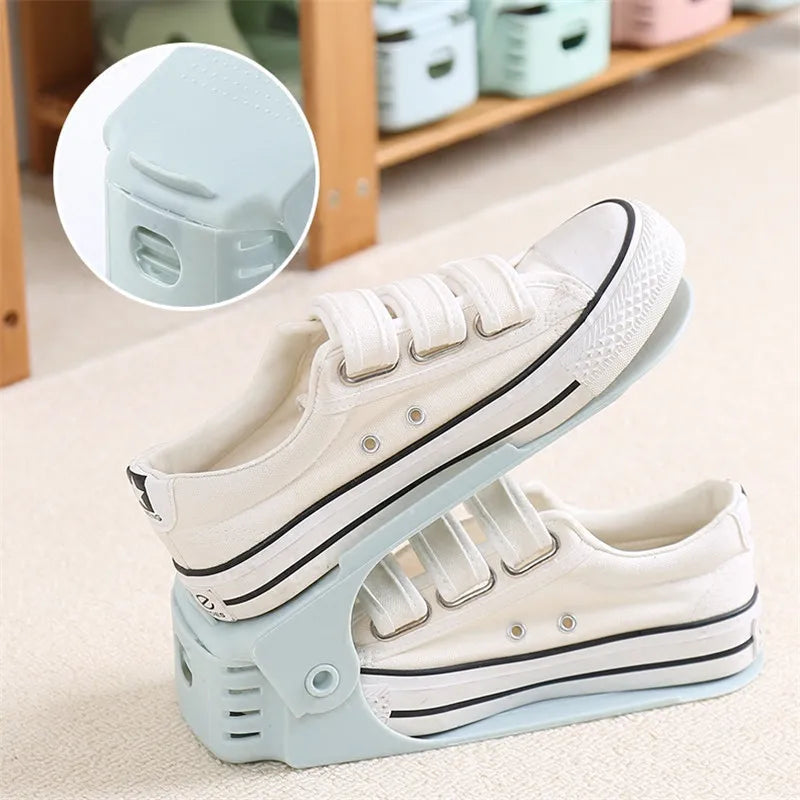 Durable Adjustable Shoe Organizer Footwear Support Slot Space Saving Cabinet Closet Stand Shoes Storage Rack Shoebox