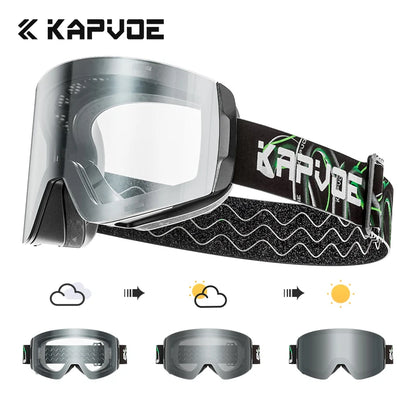 Kapvoe Snow Goggles Ski Snowboarding Skiing Sunglasses for Women Men Anti-Fog Lens UV400 Photochromic Glasses Motorcycle Glasses