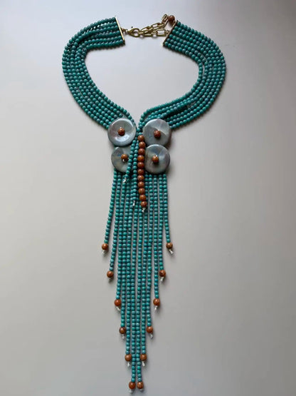 Statement Boho Long Acrylic Bead Necklace Handmade for Women Wedding Party Jewelry
