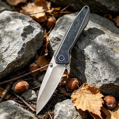 Folding Knife 7Cr17MoV Steel Blade Aluminum Alloy Carbon Fiber Handle Portable EDC Gear Field Exploration Outdoor Hiking Camping