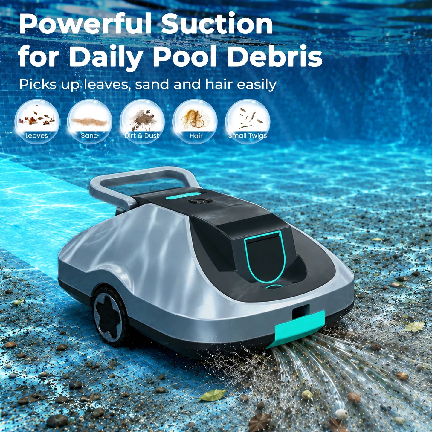 C1 Robotic Pool Cleaner, 200-Min Runtime,  Self-Parking Cordless Pool Vacuum for Above Ground & Inground Pools up to 2500 Sq.ft