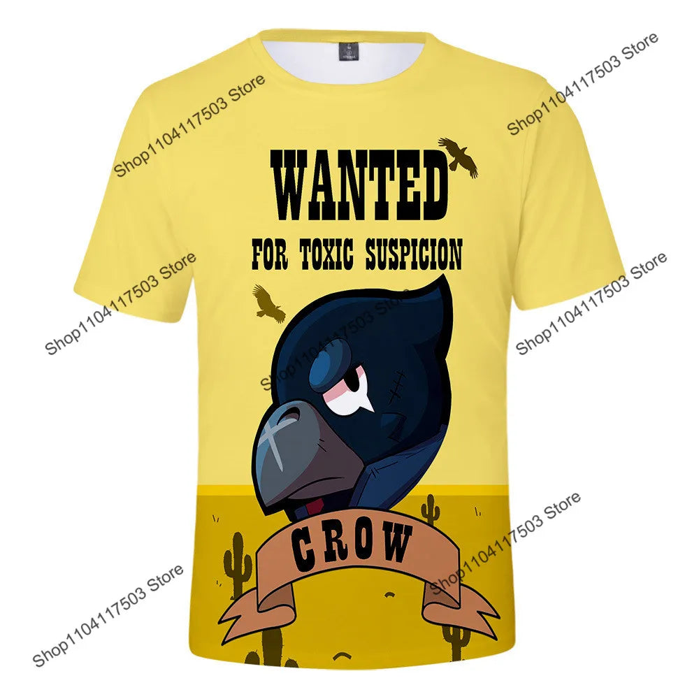 Kids' Game Character Graphic T-Shirt | Short Sleeves & Crew Neck | Casual Wear & Streetwear