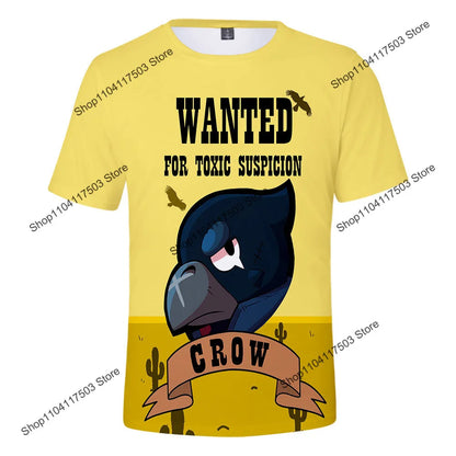 Kids' Game Character Graphic T-Shirt | Short Sleeves & Crew Neck | Casual Wear & Streetwear
