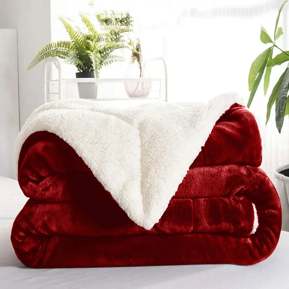 Multi-size Warm Thickening Fleece Blanket Reversible Soft Fluffy Home Company Large Bed Double-layer Throw Blankets Gift