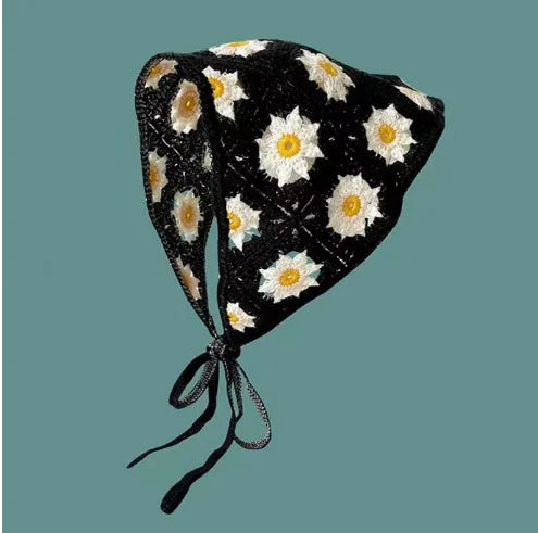 Korean-style cozy knit triangular headscarf for women, spring/summer, cute versatile country beach vacation hairband