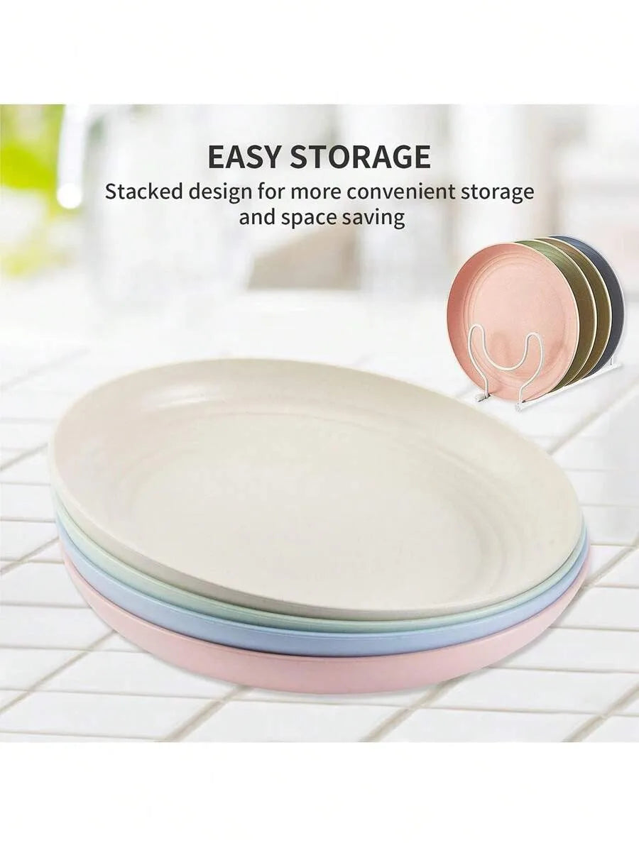 4/8pcs Plastic Original Plate, Reusable, Camping Picnic Dessert Plate, Fruit Plate, Dinner Plate, Dishwasher and Microwave Safe