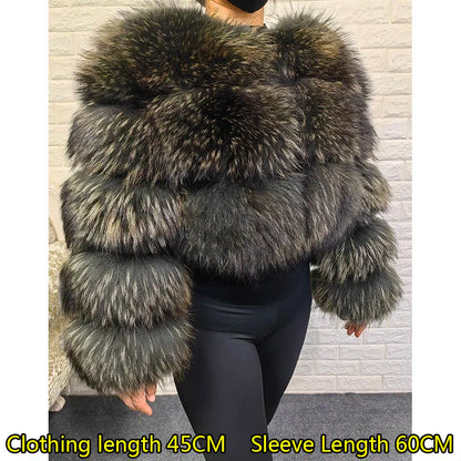 2026 Maomaokong Super Hot Winter Women Luxury Thick Real Raccoon Fur Coat Natural Fox Fur Jacket Plus Size Jackets Female Vest