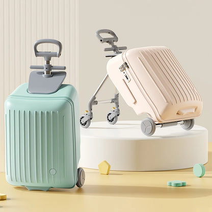 Children's Unisex Stroller Luggage Trolley Foldable Luggage Baby Ride on Suitcase 20 inch Carry-On Detachable Travel Suitcases