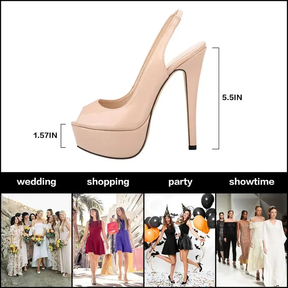 New 2026 Women Sandals Fashion 14CM Super High Heels Sexy Open Toe Platform Sandals Gladiator Party Dress Red Wedding Shoes
