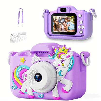 Kids Camera Girls Selfie Camera 1080HD Video Photography Digital Camera for Kids with Silicone Case Toy Camera Birthday Gifts