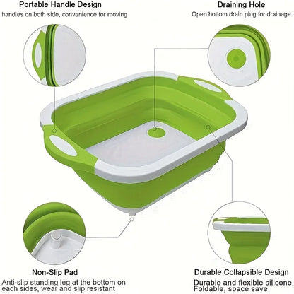 Portable Space Saving Basin with Built-in Sink and Storage Function - Perfect for Outdoor Camping Travel Home Folding Basin