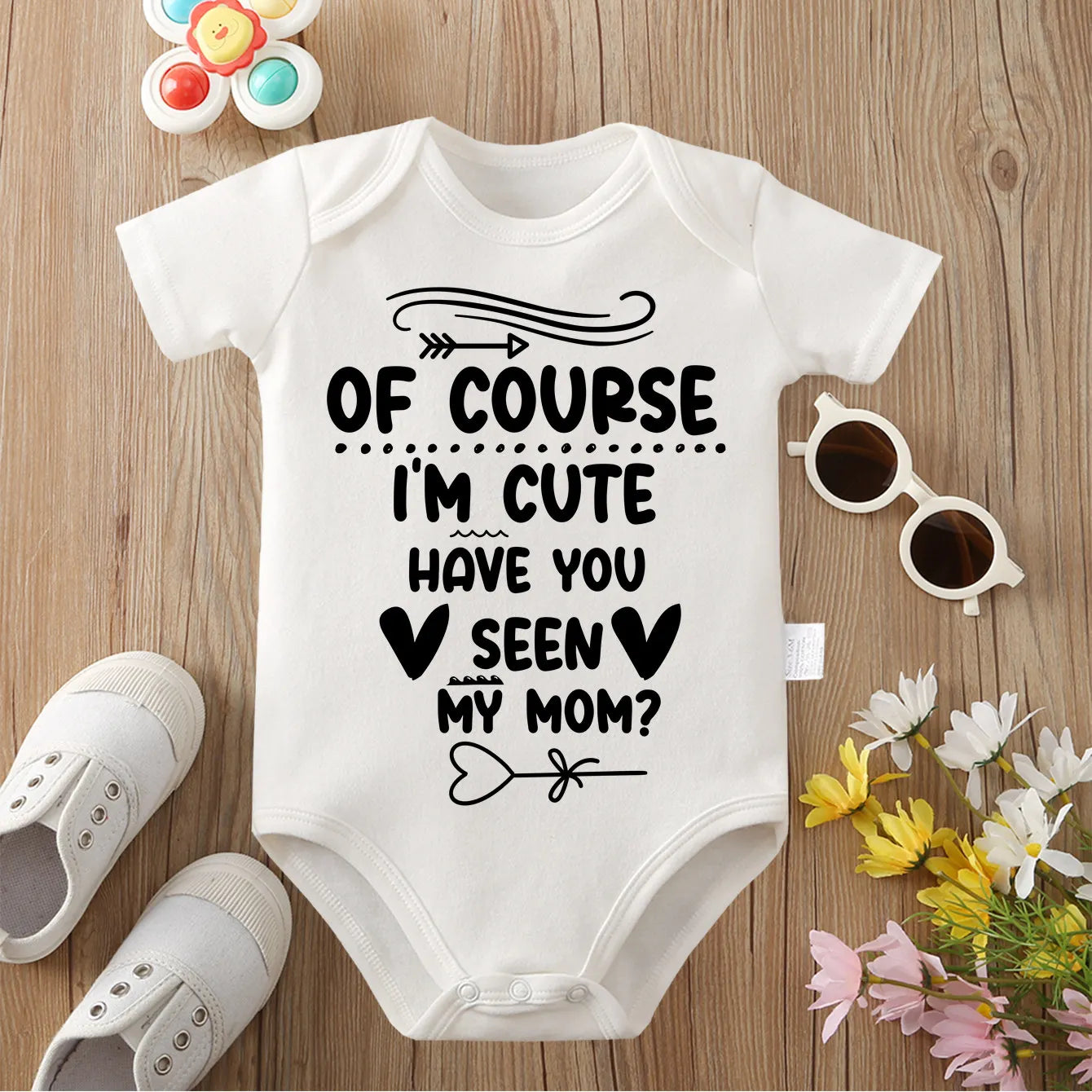 I Know I'm Very Cute Exquisite Print Pure Cotton Cloths Comfortable Onesie Bodysuit for Baby Jumpsuit for 0 To 12 Months Newborn