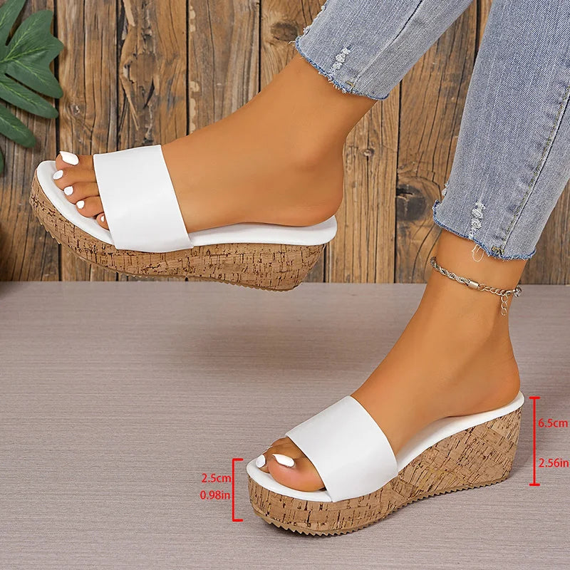 Fashion Gold Wedge Sandals for Women 2026 Summer Thick Bottom Platform Sandals Woman Plus Size 43 Beach Shoes
