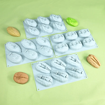 DIY Silicone Mold Nut-Shaped Pistachio/Almond/Pecan/Coffee Bean Mousse Mold Candles Chocolate Ice Mould Kitchen Cake Decor Tool