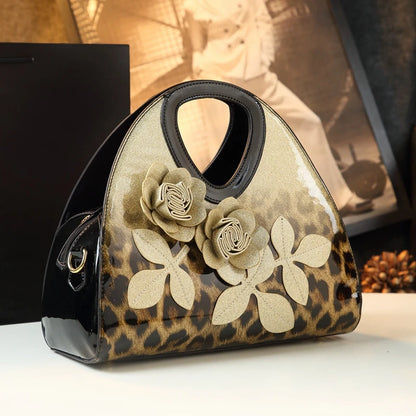 Genuine Leather 2024 New Fashion Women Handbags Flowers Dumpling tote Bag Middle-aged Mother Single Shoulder Crossbody Bags