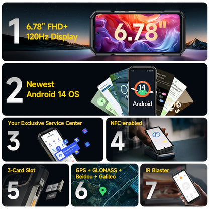 Ulefone Armor 27T Pro+ 5G THERMAL Rugged Phone 10600mAh 6.78" 120Hz Smartphone 50MP+64MP Night Camera 24GB+256GB NFC Android 15