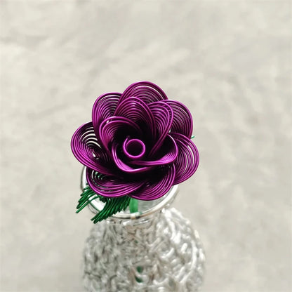 Aluminum Wire Eternal Rose Decoration (1 Piece) - Creative Eternal Love Artificial Flower DIY For Valentine's Day Wedding