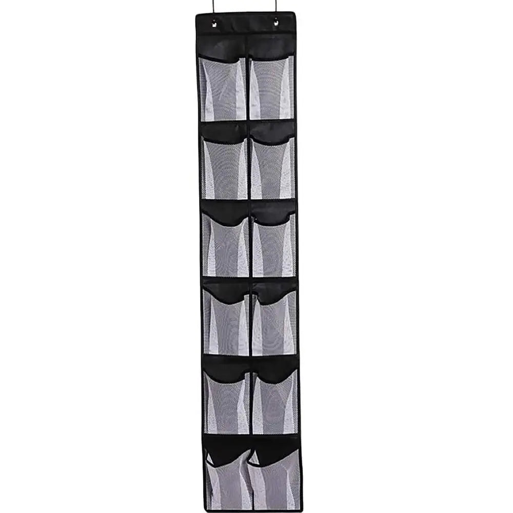 12 Pockets Shoe Underwear Hanging Holder with 2 Hooks Mesh Hanging Bag Over Door Hooks Shoes Organizer Closet Holder