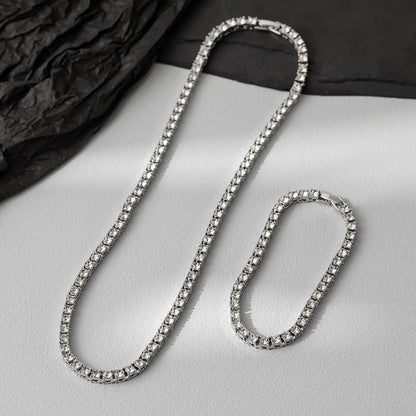 Hip Hop 5MM Tennis Chain Iced Out Bracelet Necklace Men Fashion Silver Color Tennis Jewelry Chains Women 20inch Choker Punk Gift