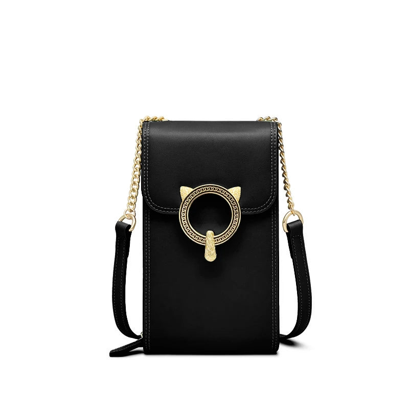 FOXER Fashion Split Leather Cellphone Bag Women's Shoulder Bag Light Luxury Female Crossbody Bag Mini Phone Travel Bag for Girl