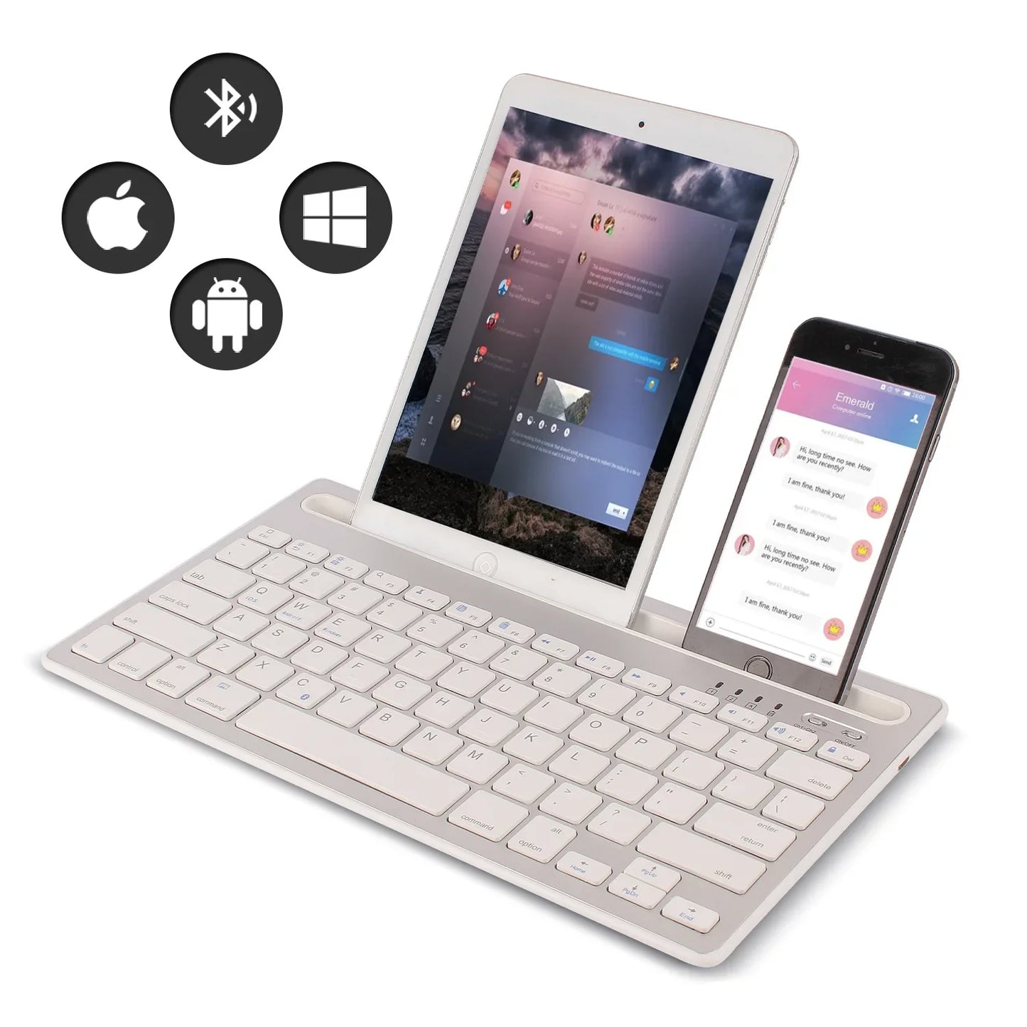 Wireless Bluetooth Keyboard Portable Ultra Thin  Desktop Laptop Keyboard Dual Channel