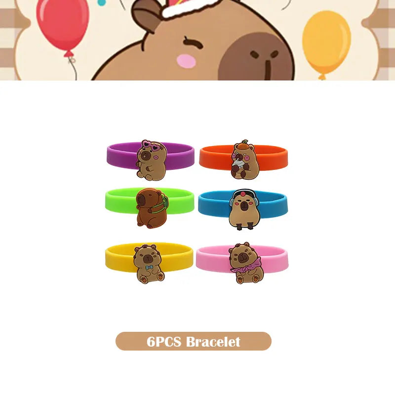 Capybara Decoration Birthday Party Favors Tableware Set Cup Plate Balloons Gift Bags Happy Banner Cake Topper Supplies for Girls