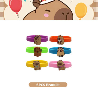 Capybara Decoration Birthday Party Favors Tableware Set Cup Plate Balloons Gift Bags Happy Banner Cake Topper Supplies for Girls