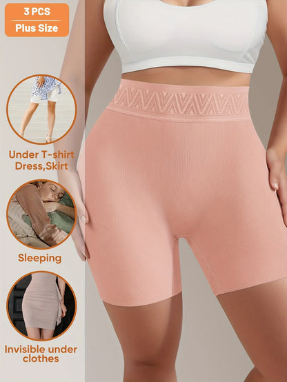 MIOTAN 3-Pack Women's Plus Size High-Waisted Boyshort Underwear - Breathable Soft Stretch Fabric, Tummy Control Butt-Lifting