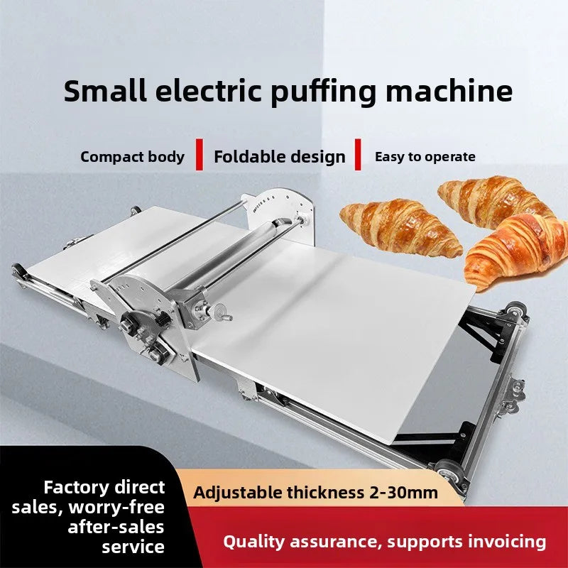 Folding Manual Dough Sheeter Roller Machine Adjustable Thickness Stainless Steel Laminator for Bakery Croissant Pizza Puff