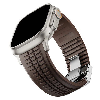 Sports Silicone Band for Apple Watch Ultra 2 49mm 46mm 45mm 44mm Luxury Metal Bracelet for iWatch Series 10 9 8 7 6 5 4 Se Strap