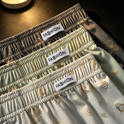 4-Piece Butterfly Print Men's Personalized Aro Pants, Loose And Breathable Casual Underwear, Men's Fashionable Boxer Shorts