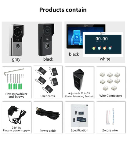 ANJIELO SMARTANJIELO SMART 10 Inch Vide10 Inch Doorbell Video Camera System with 7 Door Lock Intercom - Home Security Protection