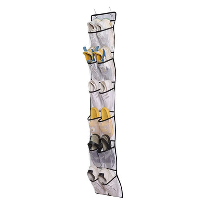 12 Pockets Shoe Underwear Hanging Holder with 2 Hooks Mesh Hanging Bag Over Door Hooks Shoes Organizer Closet Holder