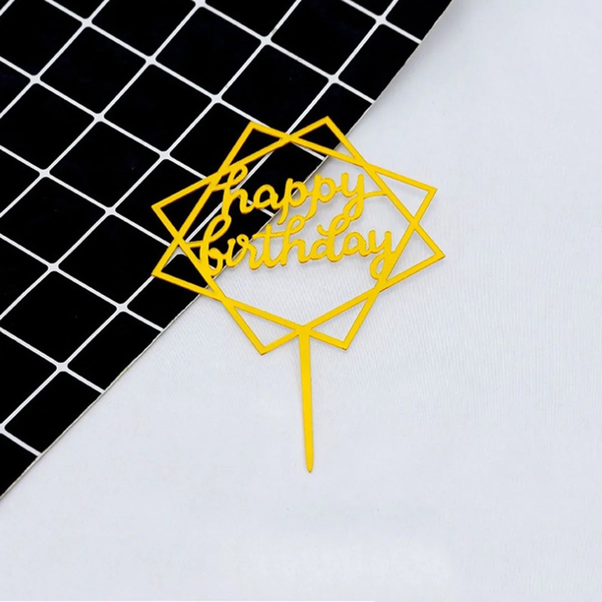 10pcs Multiple Styles Happy Birthday Cake Topper Black Gold Cake Toppers Baby Shower Cake Birthday Party Cake Flag Decorations