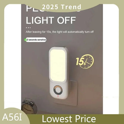 ABDD LED Induction Night Light Intelligent Wireless Plug-In Aisle Corridor Night Bedroom Night Light With Flashlight EU-PLUG