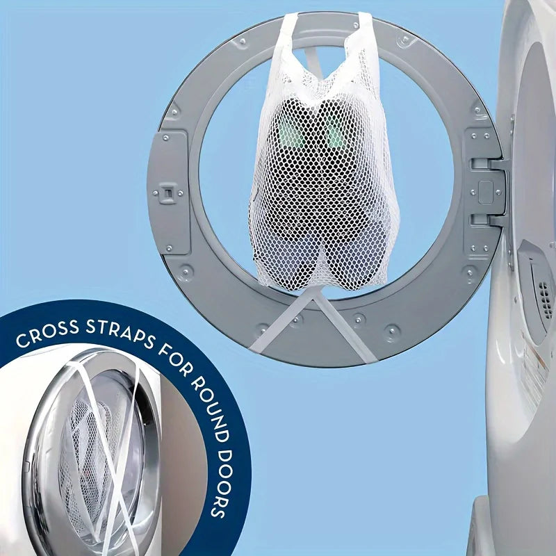 Reusable Sneaker Dryer & Washer Bag, Honeycomb Mesh with Zipper & Strap, Elastic Adjuster for Most Dryer Doors, Easy To Install