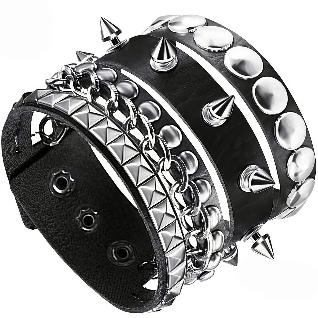 4pcs/set Gothic Punk Rock Square Rivet Bracelet Daily and Party Gothic
